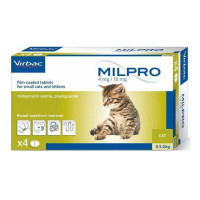 Таблетки Virbac Milpro Мілпро антигельмінтні, для кошенят і котів до 2 кг, 4 мг/10 мг, 1 таб