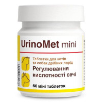 Таблетки Dolfos UrinoMet mini УриноМет міні для регулювання кислотності сечі у собак і кішок дрібних порід, 60 таб