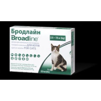Boehringer Ingelheim Бродлайн - краплі від бліх, кліщів та гельмінтів для котів та кошенят від 7-тижневого віку та вагою від 2,5 до 7,5 кг. - 1 піпетка
