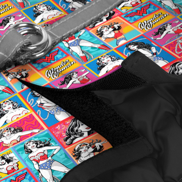 Шлея для собак м'яка WAUDOG Clothes з QR паспортом, малюнок "Чудо-жінка комікс", XS3, В 32-35 см, С 22-24 см