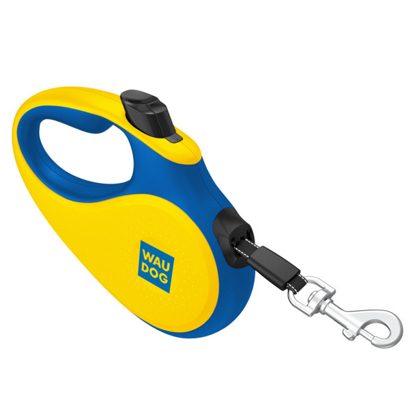 Повідець-рулетка для собак WAUDOG R-leash, малюнок "Colors of freedom", L, до 50 кг, 5 м, світловідбивна стрічка