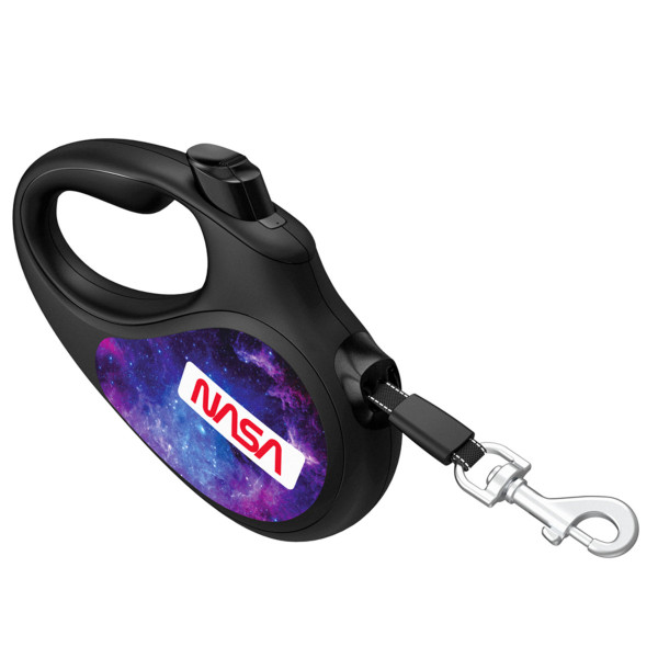 Повідець-рулетка для собак WAUDOG R-leash, малюнок "NASA21", XS, до 12 кг, 3 м, світловідбиваюча стрічка чорний