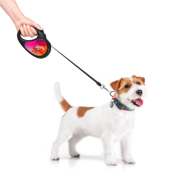Поводок-рулетка для собак WAUDOG R-leash, рисунок "Конотопские магические войска", S, до 15 кг, 5 м, светоотражающая черная лента