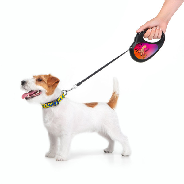 Поводок-рулетка для собак WAUDOG R-leash, рисунок "Конотопские магические войска", S, до 15 кг, 5 м, светоотражающая черная лента