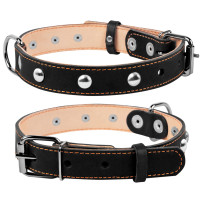 Ошейник "CoLLaR" двойной с украшениями (ширина 25мм, длина 38-50см) черный