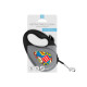Поводок-рулетка для собак WAUDOG R-leash, рисунок "ВАУ", S, до 15 кг, 5 м, светоотражающая черная лента