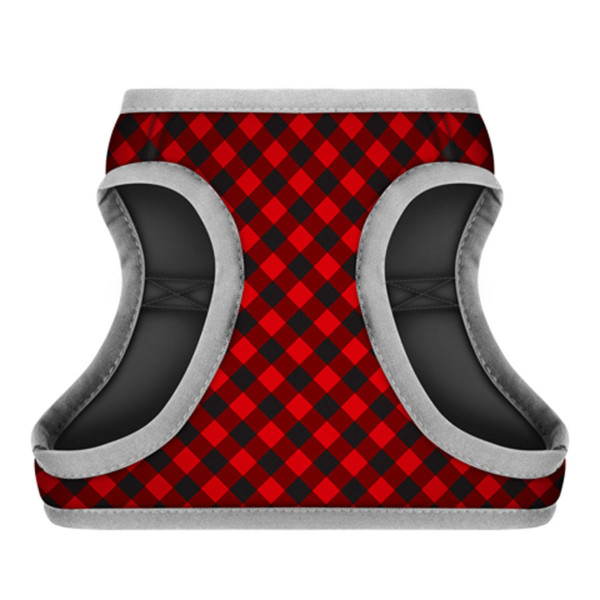 Шлея для собак м'яка WAUDOG Clothes з QR паспортом, малюнок "Шотландка червона", XS1, В 24-27 см, С 18-20 см