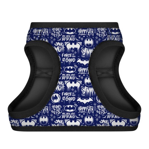 Шлея для собак м'яка WAUDOG Clothes з QR паспортом, малюнок "Бетмен біло-блакитний", XS2, В 28-31 см, С 20-22 см