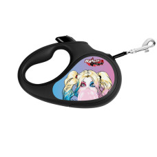 Повідець-рулетка для собак WAUDOG R-leash, малюнок "Харлі Квін", M, до 25 кг, 5 м, світловідбиваюча стрічка чорний
