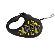 Повідець-рулетка для собак WAUDOG R-leash, малюнок "Бетмен Візерунок", M, до 25 кг, 5 м, світловідбиваюча стрічка чорний