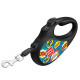 Повідець-рулетка для собак WAUDOG R-leash, малюнок "ВАУ", M, до 25 кг, 5 м, світловідбиваюча стрічка чорний