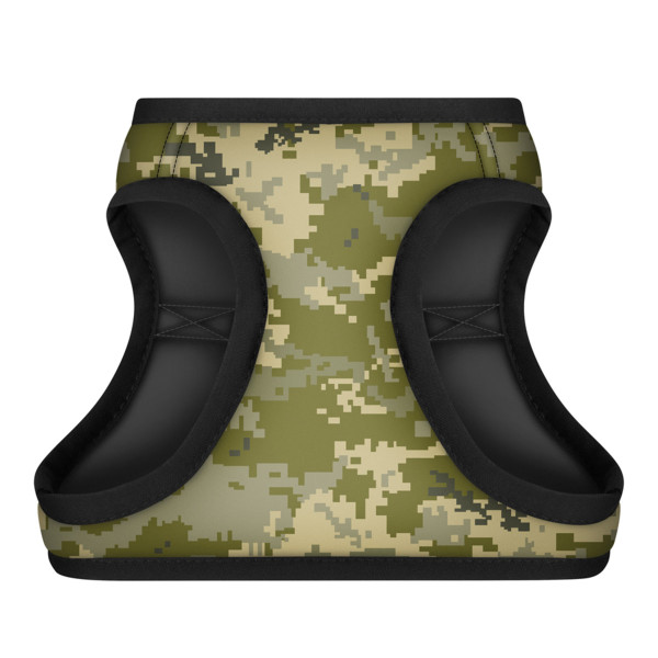 Шлея для собак м'яка WAUDOG Clothes з QR паспортом, "Мілітарі", S1, В 40-45 см, С 29-31 см