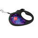 Поводок-рулетка для собак WAUDOG R-leash, рисунок "NASA21", M, до 25 кг, 5 м, светоотражающая лента черный
