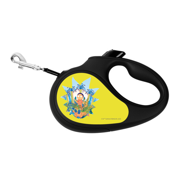 Повідець-рулетка для собак WAUDOG R-leash, малюнок "Рік та Морті 2", XS, до 12 кг, 3 м, світловідбиваюча стрічка чорний