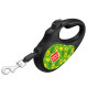 Повідець-рулетка для собак WAUDOG R-leash, малюнок "Авокадо", S, до 15 кг, 5 м, світловідбиваюча стрічка чорний