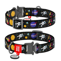 Ошейник для собак нейлоновый WAUDOG Nylon с QR паспортом, рисунок "NASA", металлическая пряжка-фастекс, Ш 25 мм, Длин 33-49 см