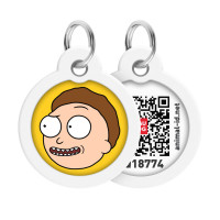 Адресник для собак и кошек металлический WAUDOG Smart ID с QR паспортом, рисунок "Год и Морти 2", круг, Д 30 мм