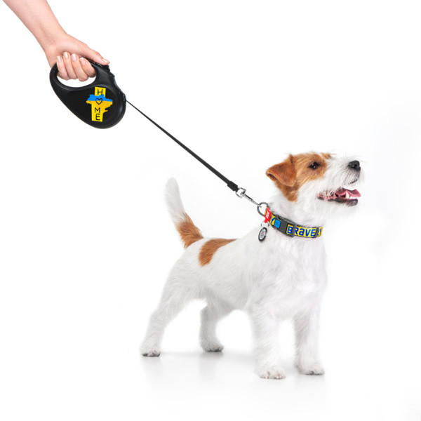 Повідець-рулетка для собак WAUDOG R-leash, малюнок "Дім", M, до 25 кг, 5 м, світловідбиваюча стрічка чорний