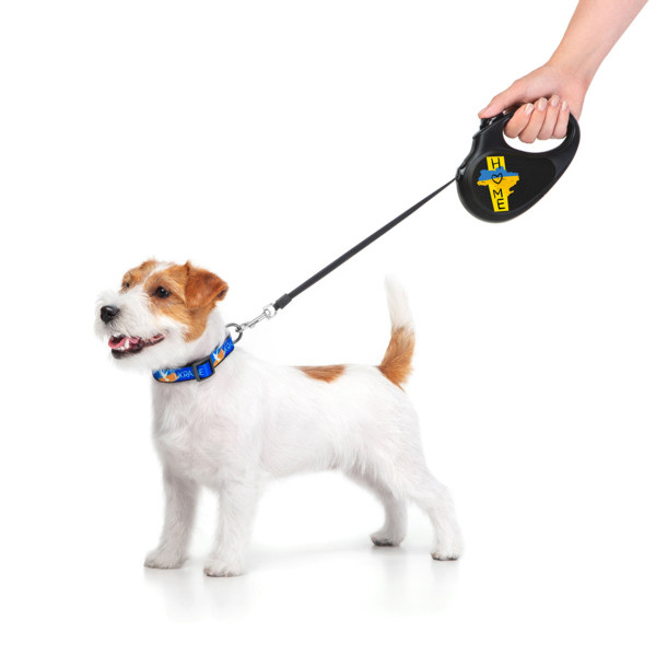 Повідець-рулетка для собак WAUDOG R-leash, малюнок "Дім", M, до 25 кг, 5 м, світловідбиваюча стрічка чорний