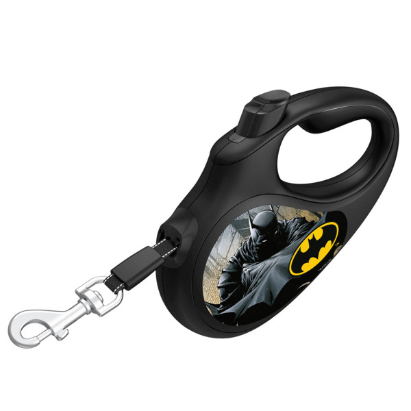 Повідець-рулетка для собак WAUDOG R-leash, малюнок "Бетмен Чорний", S, до 15 кг, 5 м, світловідбиваюча стрічка
