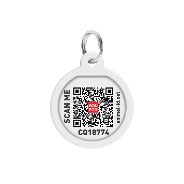 Адресник для собак і котів металевий WAUDOG Smart ID з QR паспортом, малюнок "NASA21", коло, Д 25 мм