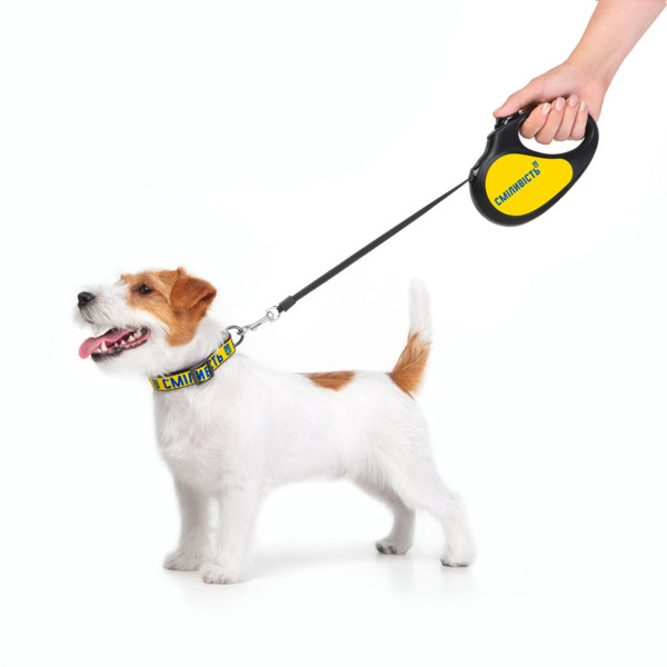 Повідець-рулетка для собак WAUDOG R-leash, малюнок "Сміливість", M, до 25 кг, 5 м, світловідбиваюча стрічка чорний