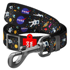 Повідець для собак нейлоновий WAUDOG Nylon, малюнок "NASA", регульований, Ш 15 мм, Дов 152-183 см