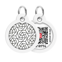Адресник для собак и кошек металлический WAUDOG Smart ID с QR паспортом, рисунок "Геометрия", круг, Д 30 мм