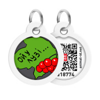 Адресник для собак и кошек металлический WAUDOG Smart ID с QR паспортом, рисунок "Калина", круг, Д 30 мм