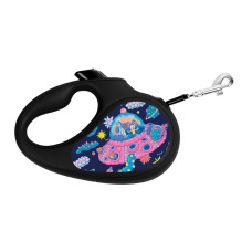 Повідець-рулетка для собак WAUDOG R-leash, малюнок "Рік та Морті 1", L, до 50 кг, 5 м, світловідбиваюча стрічка чорний