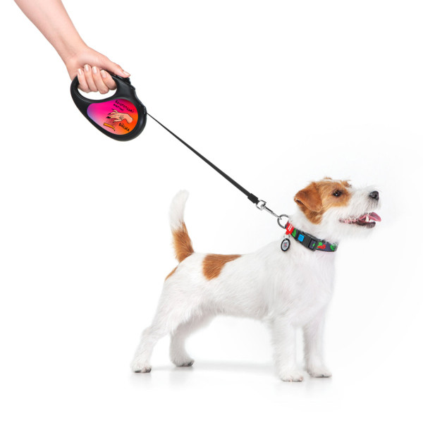 Поводок-рулетка для собак WAUDOG R-leash, рисунок "Конотопские магические войска", M, до 25 кг, 5 м, светоотражающая черная лента