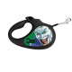 Повідець-рулетка для собак WAUDOG R-leash, малюнок "Джокер Зелений", XS, до 12 кг, 3 м, світловідбиваюча стрічка чорний