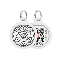 Адресник для собак и кошек металлический WAUDOG Smart ID с QR паспортом, рисунок "Геометрия", круг, Д 25 мм