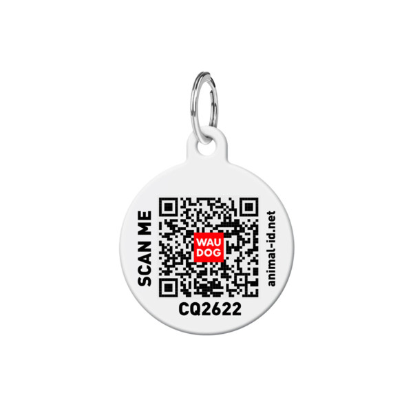 Адресник для собак та котів персоналізований металевий WAUDOG Smart ID з QR паспортом, S, малюнок "Авокадо рожевий", коло, Д 25 мм