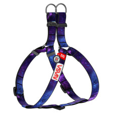 Шлея для собак WAUDOG Nylon з QR-паспортом, малюнок "NASA21", пластиковий фастекс, L, Ш 25, Д 60-90 см
