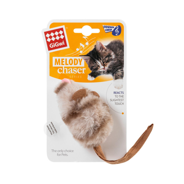 Іграшка для котів Мишка з електронним чіпом GiGwi Melody chaser, штучние хутро, 9 см