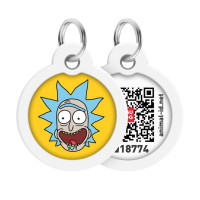 Адресник для собак и кошек металлический WAUDOG Smart ID с QR паспортом, рисунок "Год и Морти 3", круг, Д 30 мм