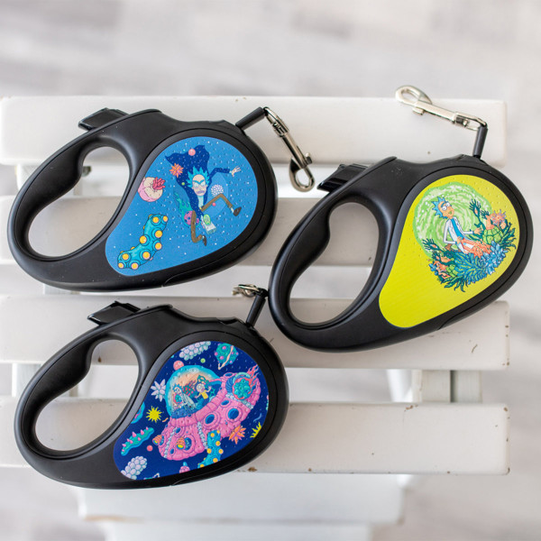 Повідець-рулетка для собак WAUDOG R-leash, малюнок "Рік та Морті 3", XS, до 12 кг, 3 м, світловідбиваюча стрічка чорний