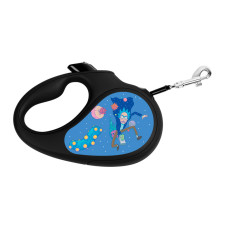 Повідець-рулетка для собак WAUDOG R-leash, малюнок "Рік та Морті 3", XS, до 12 кг, 3 м, світловідбиваюча стрічка чорний
