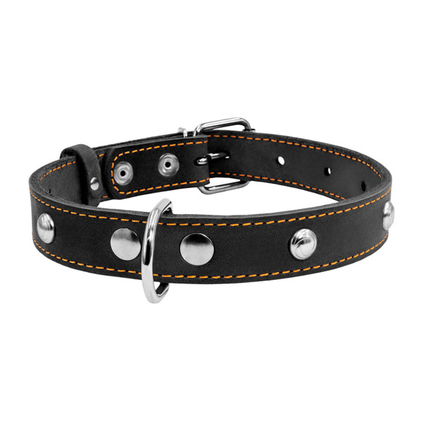 Ошейник "CoLLaR" одинарный с украшениями (ширина 25мм, длина 38-50см) черный
