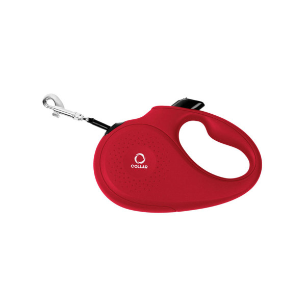 Повідець-рулетка CoLLaR для собак, розмір M, 25 кг, 5 м, стрічка червоний