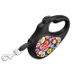 Повідець-рулетка для собак WAUDOG R-leash, малюнок "Пончики", M, до 25 кг, 5 м, світловідбиваюча стрічка чорний