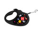 Повідець-рулетка для собак WAUDOG R-leash, малюнок "NASA", M, до 25 кг, 5 м, світловідбиваюча стрічка чорний