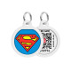 Адресник для собак та котів металічний WAUDOG Smart ID з QR паспортом, малюнок "Супермен-герой", круг, Д 25 мм