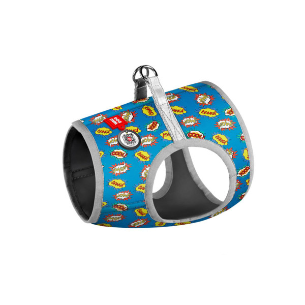 Шлея для собак м'яка WAUDOG Clothes з QR паспортом, малюнок "ВАУ", XS3, В 32-35 см, С 22-24 см