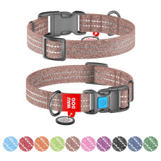 Ошейник WAUDOG Re-cotton с QR паспортом, восстановленный хлопок, пластиковая пряжка (ширина 20 мм, длина 28-40 см), коричневый