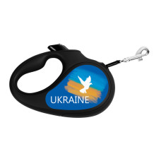 Поводок-рулетка для собак WAUDOG R-leash, рисунок "Знамя", S, до 15 кг, 5 м, светоотражающая лента черный