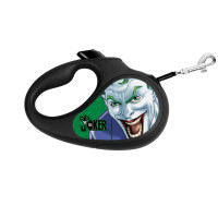 Повідець-рулетка для собак WAUDOG R-leash, малюнок "Джокер Зелений", M, до 25 кг, 5 м, світловідбиваюча стрічка чорний
