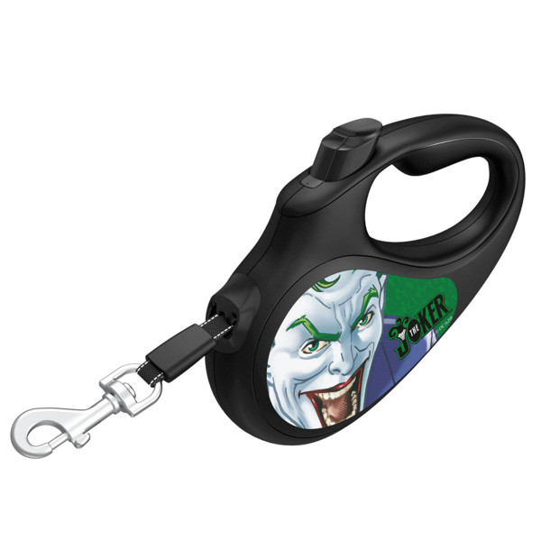 Повідець-рулетка для собак WAUDOG R-leash, малюнок "Джокер Зелений", S, до 15 кг, 5 м, світловідбиваюча стрічка чорний