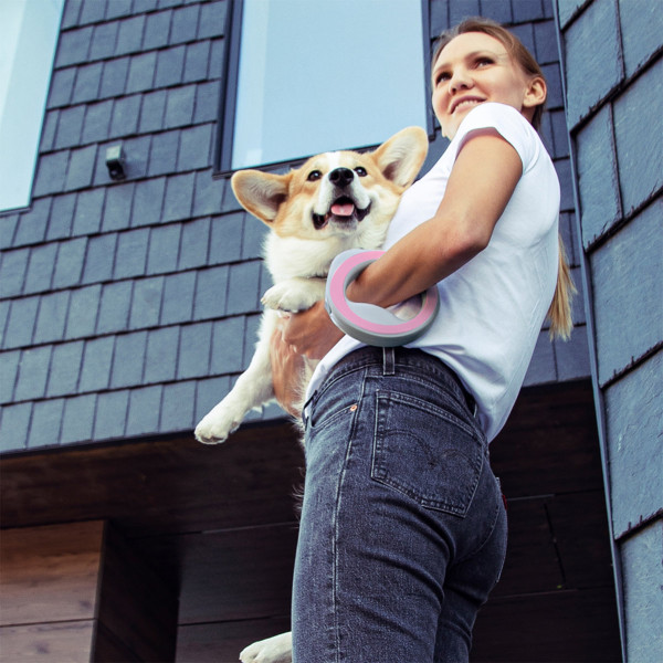 Повідець-рулетка для собак WAUDOG R-leash, кругла, XS-M, до 40 кг, 2,9 м, світловідбиваюча стрічка рожевий